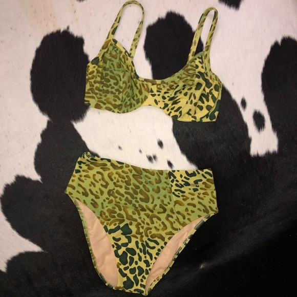 Vintage Other - Vintage 90’s high waisted lime green bikini, 32 D